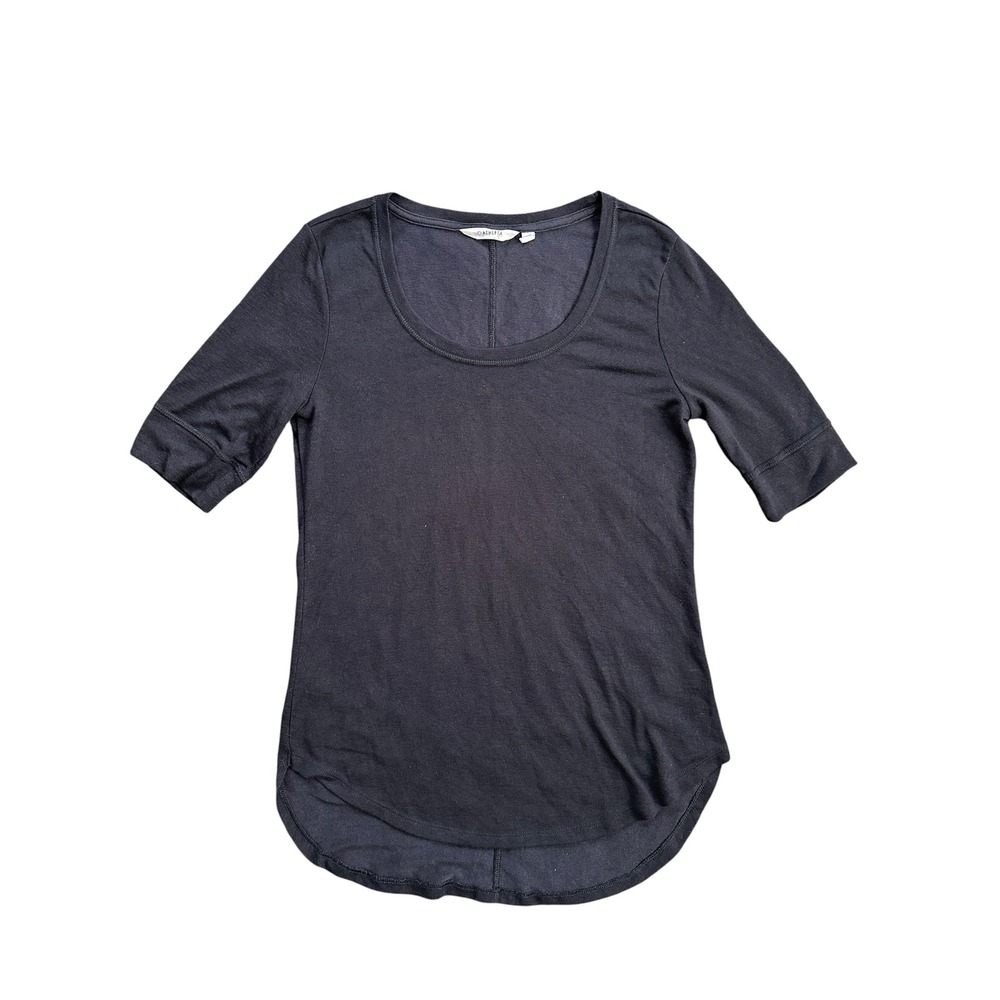Athleta Scoop Neck Top Womens M Gray Excellent Short Sleeve Modal High Low Hem